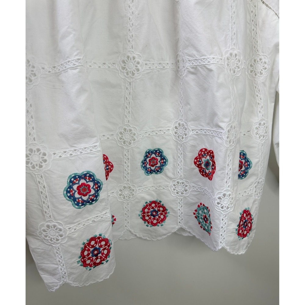 NWT J.Crew White Embroidered Floral Eyelet Blouse Puff Sleeve Top AM639 Medium - Picture 4 of 11
